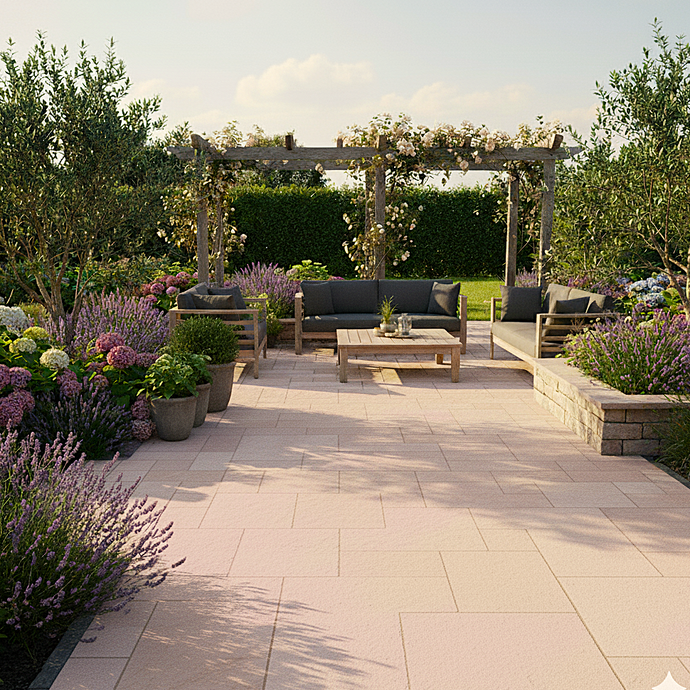 Modak Indian Sandstone Paving - Patio Pack - Mixed Sizes - Sawn & Sandblasted