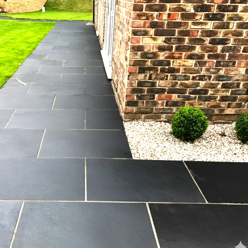 Load image into Gallery viewer, Kota Black Limestone Paving - 900 x 600 x 22mm - Sawn &amp; Riven
