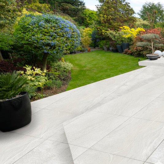 Everest Pearl - Grey Porcelain Paving Tiles - 900 x 600 x 20mm
