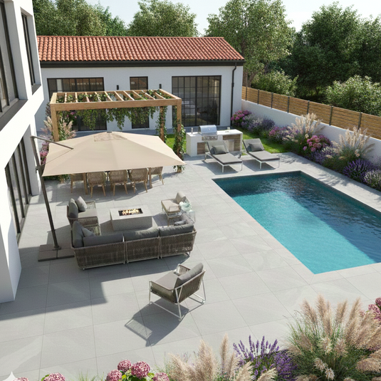 Etna - Grey Porcelain Paving Tiles - 600 x 600 x 20mm