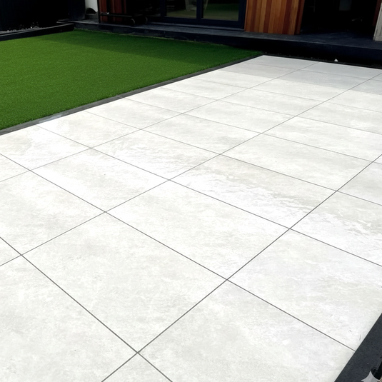 Quartz - White Porcelain Paving Tiles - 900 x 600 x 20mm