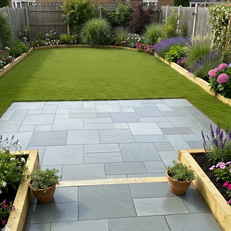 Load image into Gallery viewer, Kandala Grey Indian Sandstone Paving - 22mm Patio Pack - Mixed Sizes - Hand Cut &amp; Riven
