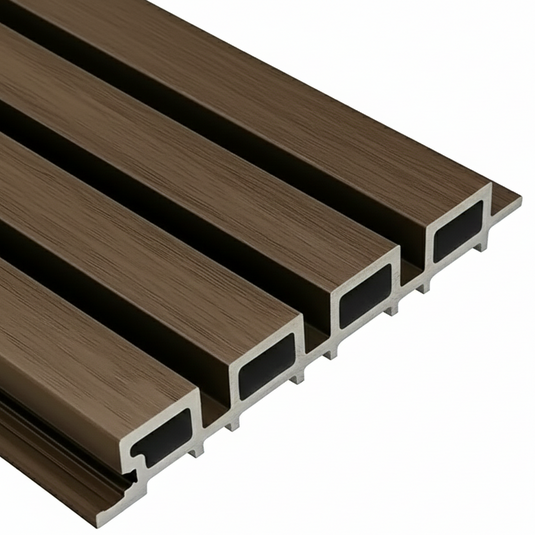 Slatted Walnut - Brown Composite Cladding - Cladding Board - 2500 x 200 x 26 mm