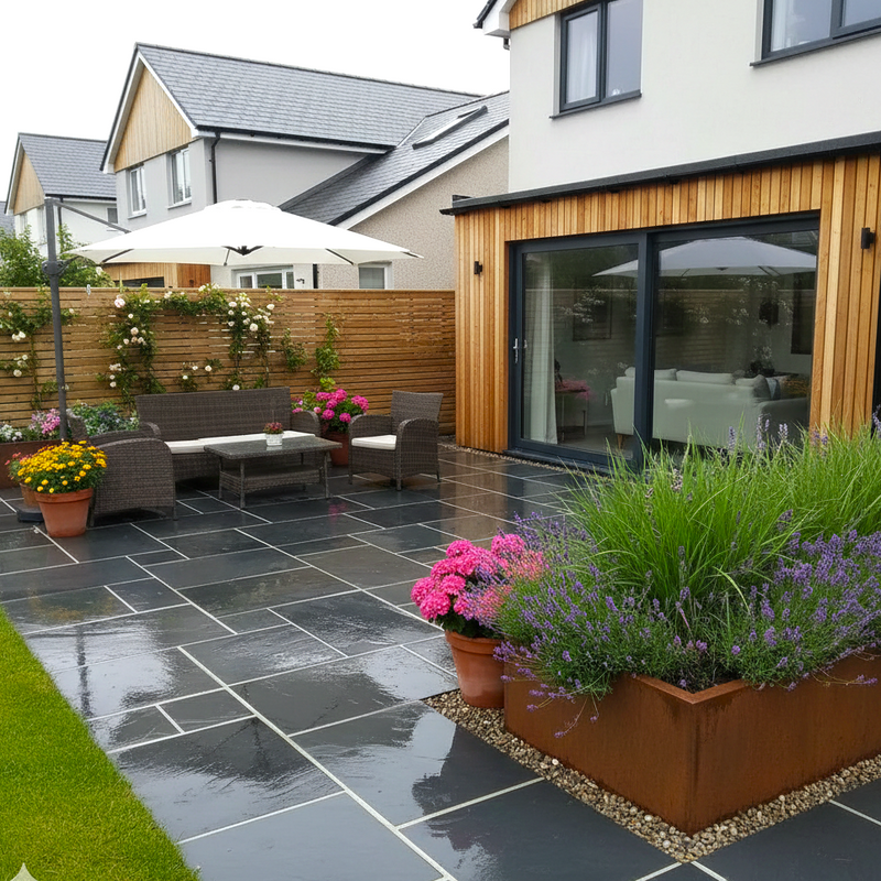 Load image into Gallery viewer, Brazilian - Black Slate Paving - Patio Pack - Mixed Sizes - Sawn &amp; Riven
