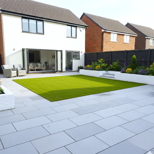 Kandala Grey Indian Sandstone Paving - 900 x 600 x 22mm - Hand Cut & Riven