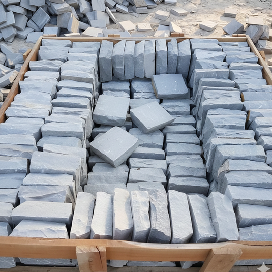 Kandala Grey Indian Sandstone Setts - 135 x 135 x 25-35mm