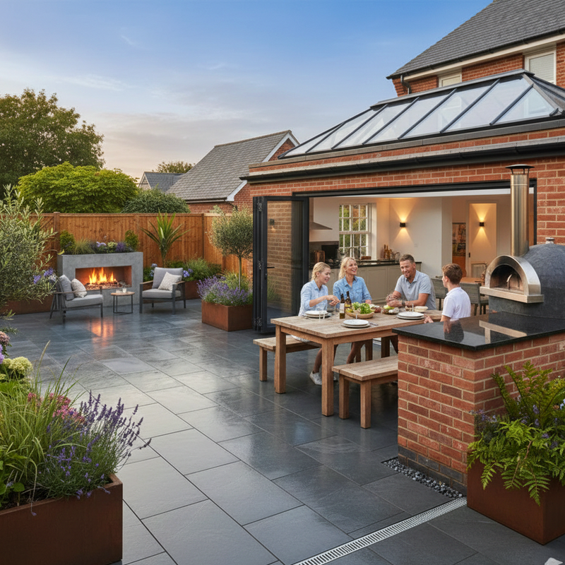 Load image into Gallery viewer, Slate Noir - Black Porcelain Paving Tiles - 900 x 600 x 20mm
