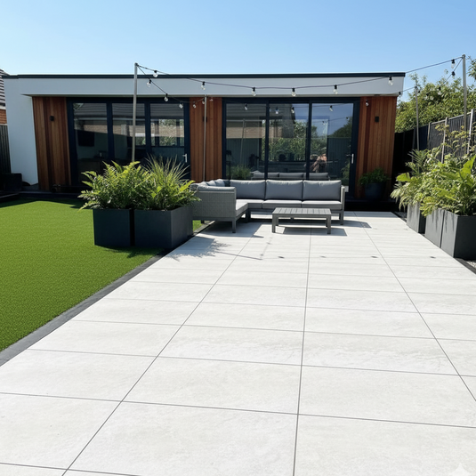 Quartz - White Porcelain Paving Tiles - 900 x 600 x 20mm