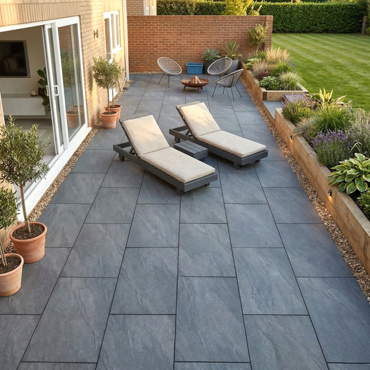 Anthracite - Black Porcelain Paving Tiles - 900 x 600 x 20mm