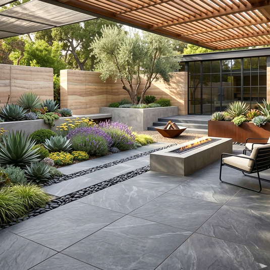 Anthracite - Black Porcelain Paving Tiles - 600 x 600 x 20mm