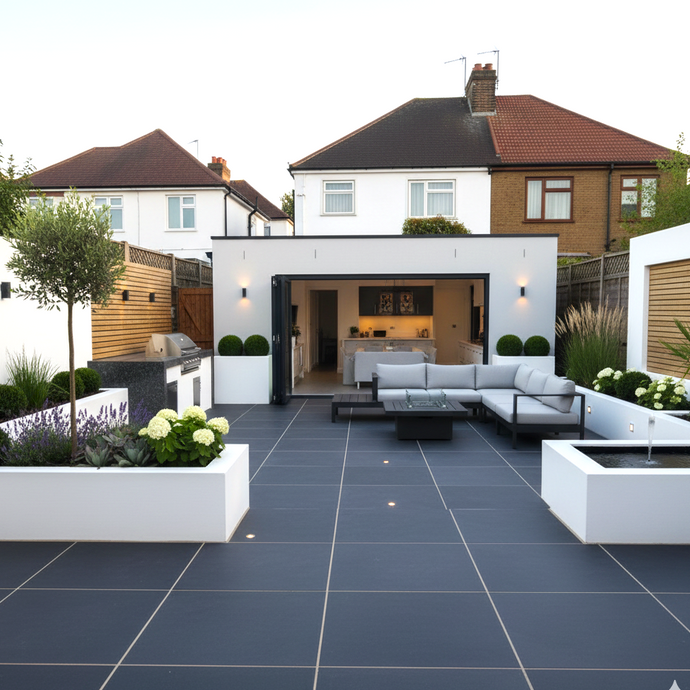 Kota Black Limestone Paving - 600 x 600 x 22mm - Sawn & Riven