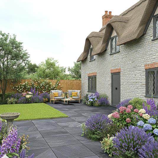 Slate Noir - Black Porcelain Paving Tiles - 600 x 600 x 20mm