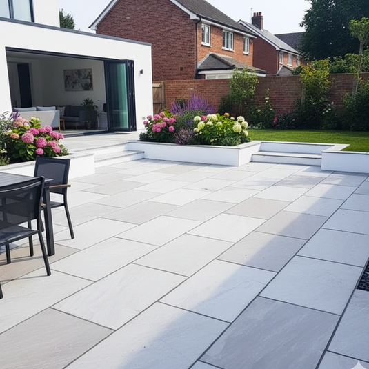 Kandala Grey Indian Sandstone Paving - 900 x 600 x 18mm - Hand Cut & Riven