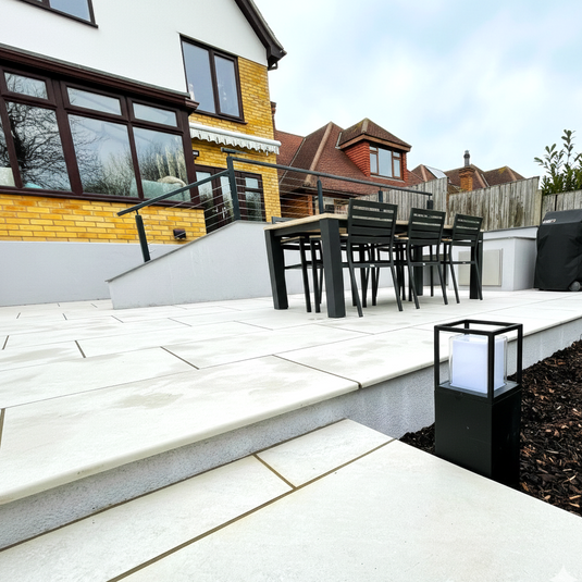 Himalayan - White Porcelain Paving Tiles - 900 x 600 x 20mm  - Bullnose Edge