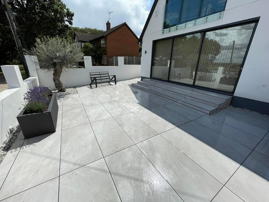 Titan Pearl - White Porcelain Paving Tiles - 1200 x 600 x 20mm