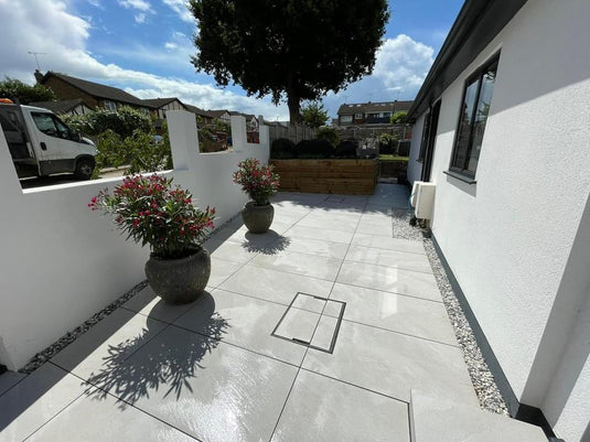 Titan Pearl - White Porcelain Paving Tiles - 1200 x 600 x 20mm