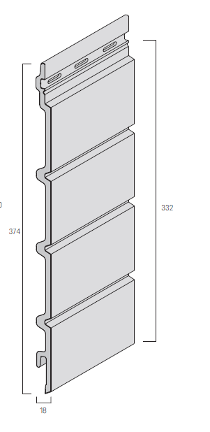 VOX Kerrafront Light - Grey PVC Cladding - Fourfold Cladding Board - 2950 x 332 mm