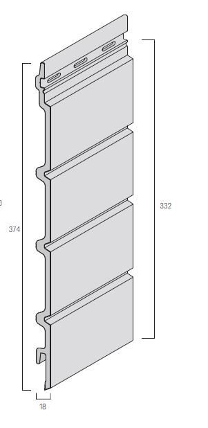 VOX Kerrafront Mid - Grey PVC Cladding - Fourfold Cladding Board - 2950 x 332 mm
