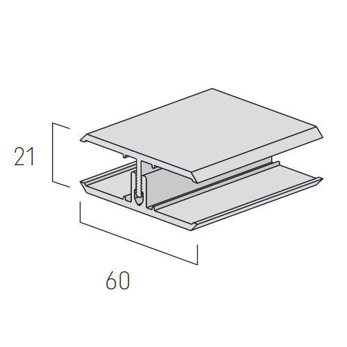 VOX Kerrafront Light - Grey PVC Cladding - Joint Trim - 3000 x 60 mm x 21mm