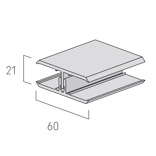 VOX Kerrafront Mid - Grey PVC Cladding - Joint Trim - 3000 x 60 mm x 21mm