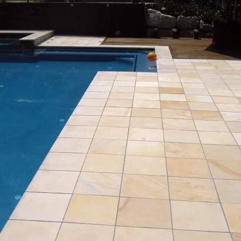 Mint Fossil Indian Sandstone Paving - 600 x 600 x 22mm - Sawn & Honed