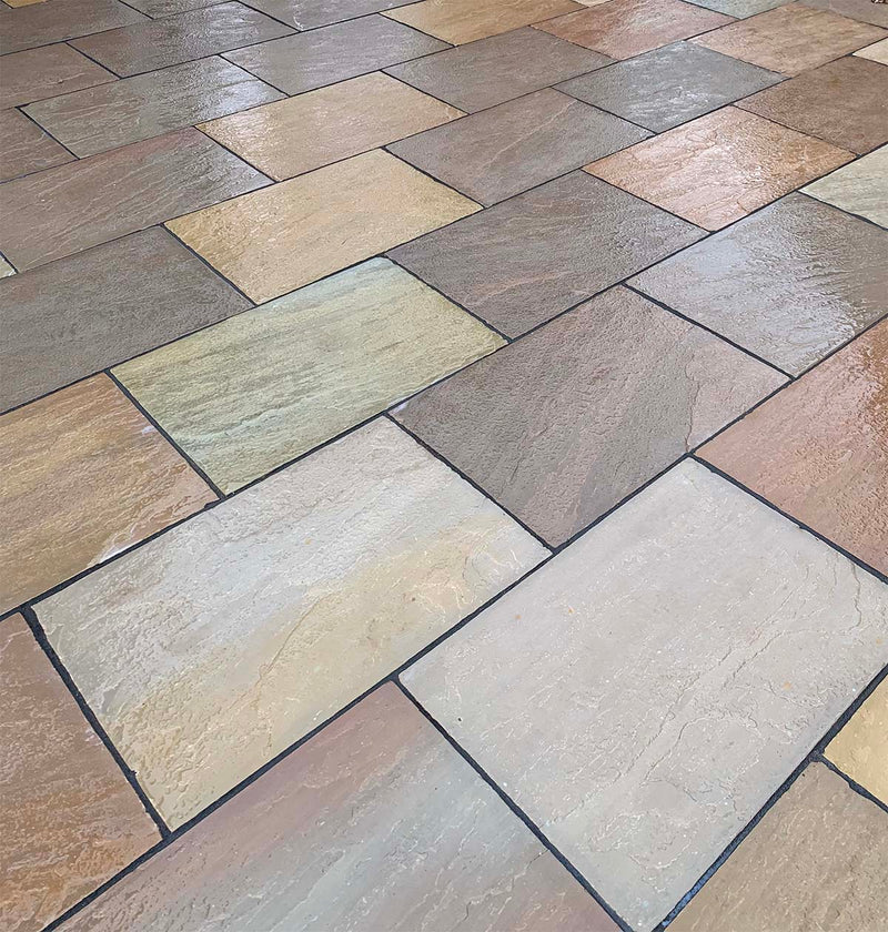 Load image into Gallery viewer, Raj Green Indian Sandstone Paving - 900 x 600 x 22mm - Tumbled &amp; Riven
