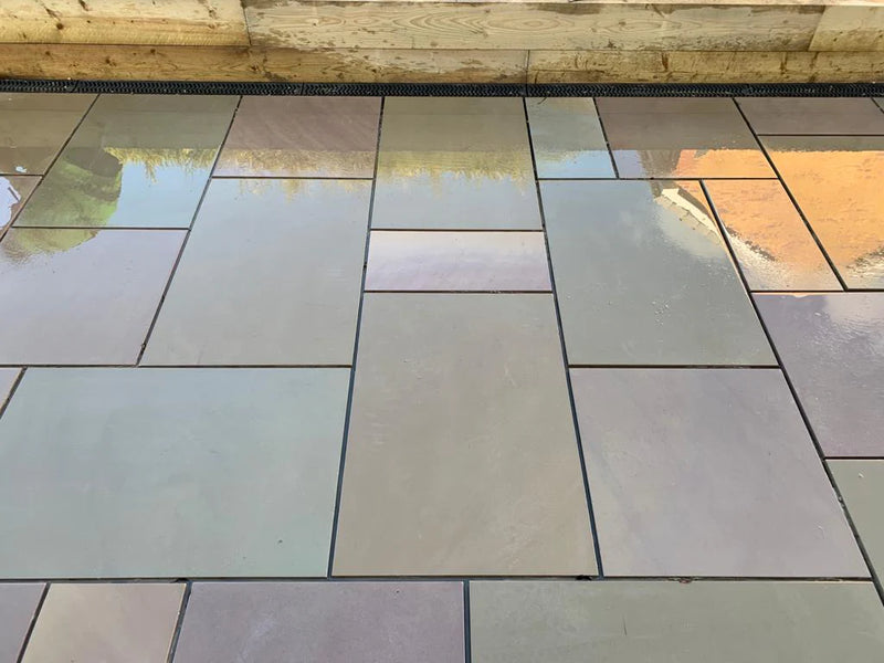Load image into Gallery viewer, Raj Green Indian Sandstone Paving - 600 x 295 x 22mm - Sawn &amp; Sandblasted
