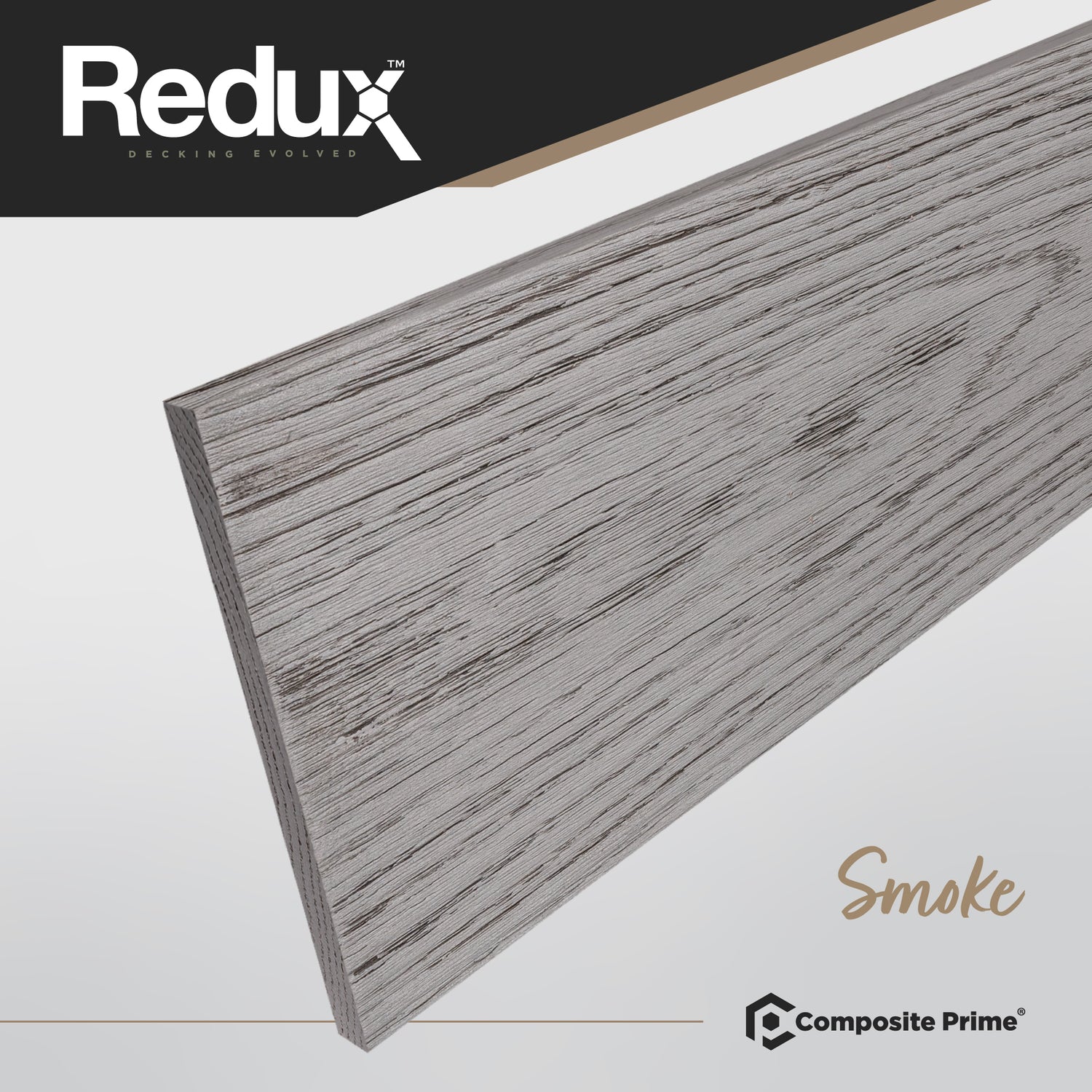 Redux Smoke Grey Composite Decking Fascia Board 3600 x 187.5 x 1