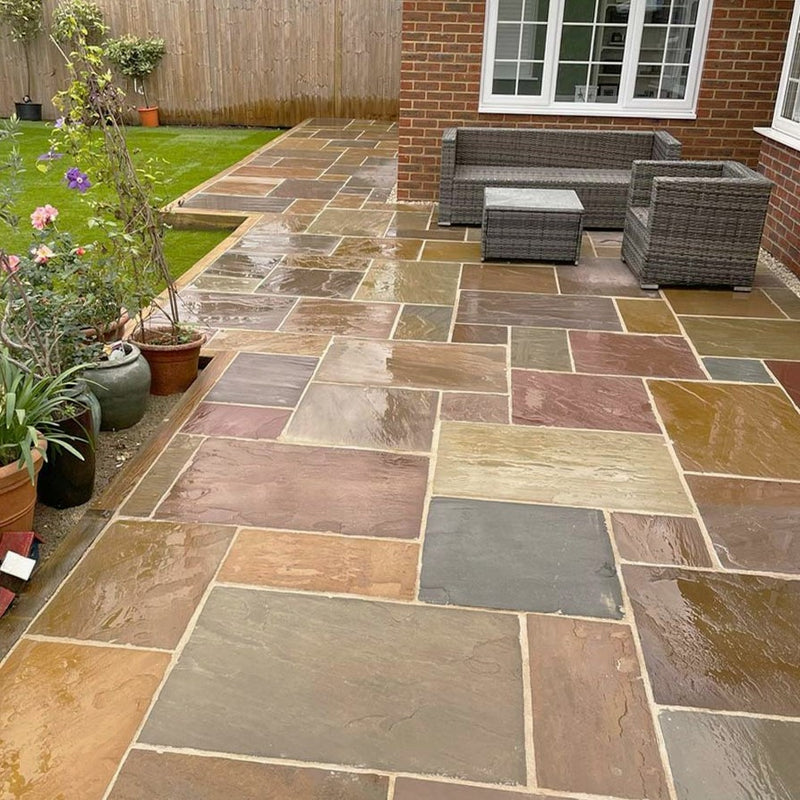 Load image into Gallery viewer, Buff Indian Sandstone Paving - 600 x 290 x 22mm - Hand Cut &amp; Riven
