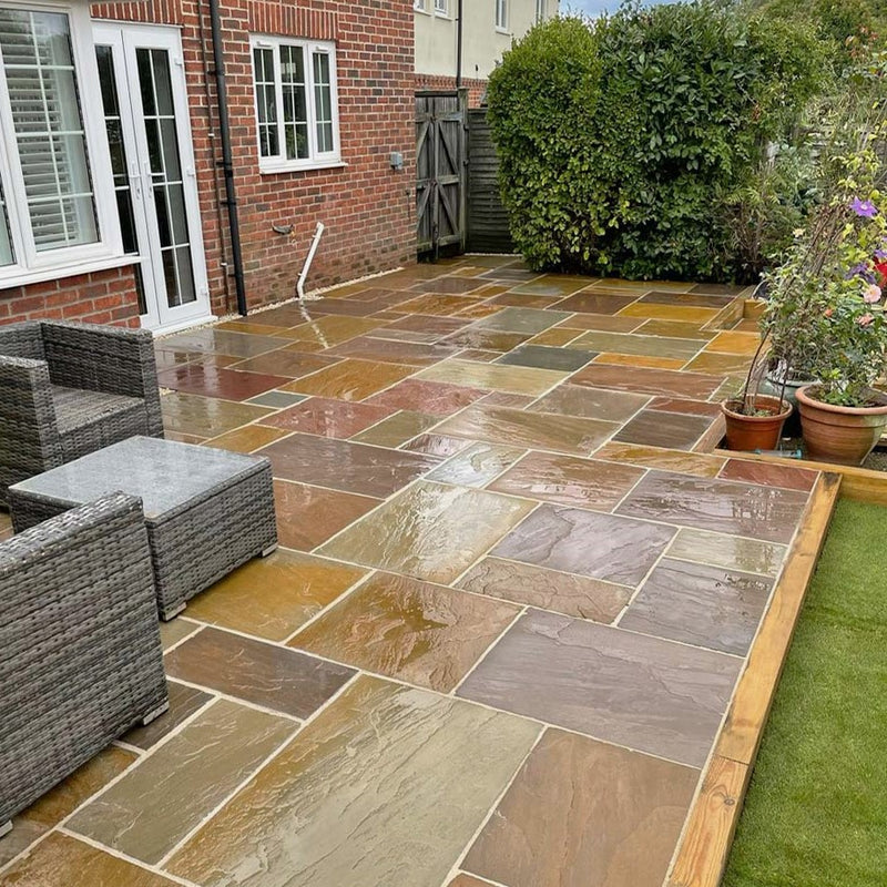 Load image into Gallery viewer, Buff Indian Sandstone Paving - 600 x 290 x 22mm - Hand Cut &amp; Riven
