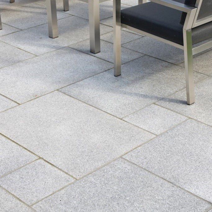 Load image into Gallery viewer, Light Grey Granite Paving - 295 x 295 x 20mm - Sawn &amp; Flamed
