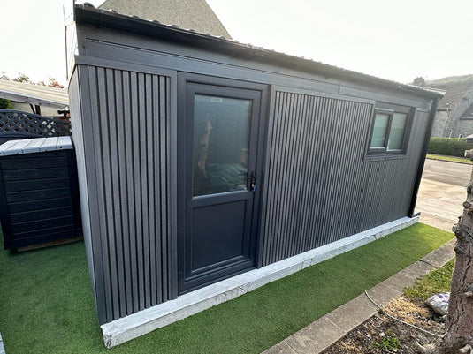 Slatted Stone - Grey Composite Cladding - End Piece - 2200 x 49.25 x 49.25 mm