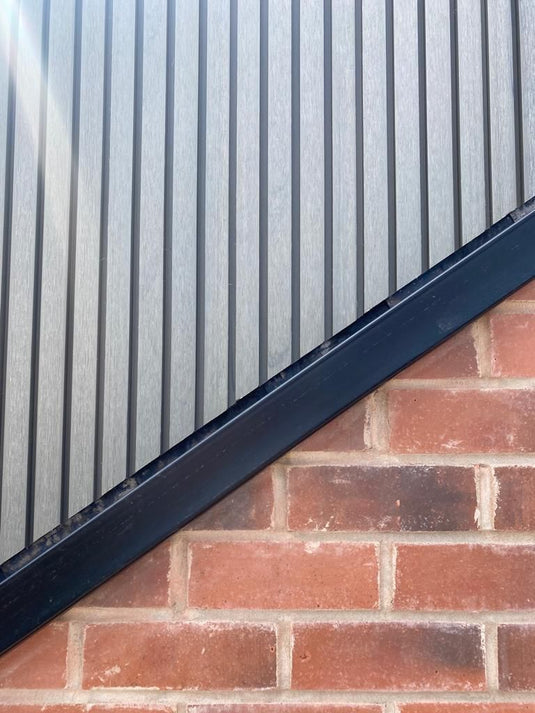 Slatted Misty Wood - Grey & Brown Composite Cladding - End Piece - 2200 x 49.25 x 49.25 mm