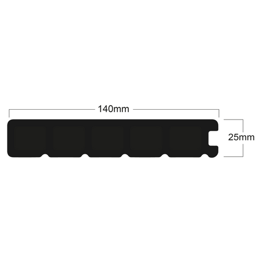 Soho Teak - Brown Composite Decking - Bullnose Decking Board - 3600 x 140 x 25 mm