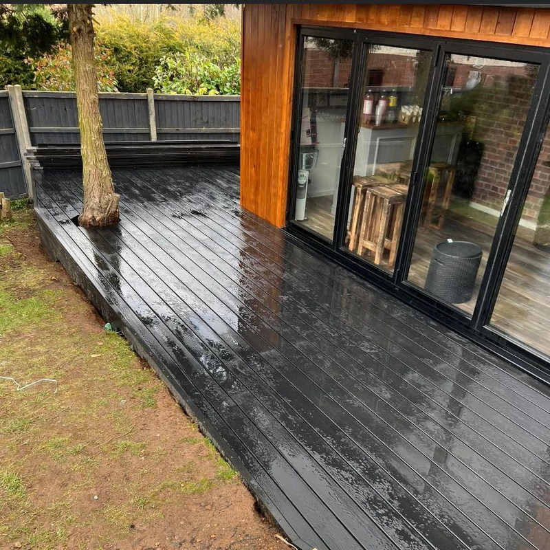 Soho Charcoal Black Composite Decking Bullnose Decking Board 360 Stone Saver