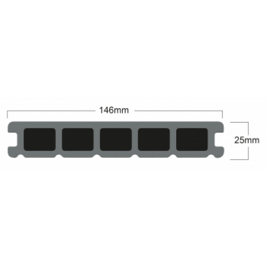 Soho Slate - Grey Composite Decking - Decking Board - 3600 x 146 x 25 mm