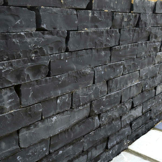 Kota Black Indian Limestone Walling - 275 x 100 x 70mm - Tumbled