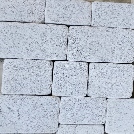 Light Grey Granite Block Paving - 105 x 140 x 50mm - Sawn, Tumbled & Honed