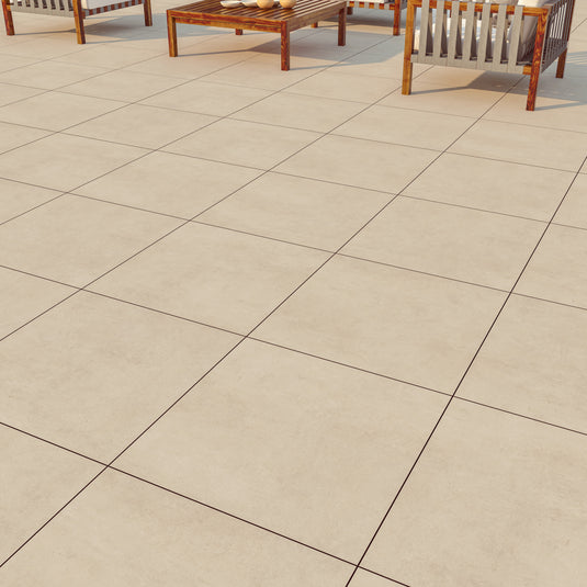 Ark Ivory - Beige Porcelain Paving Tiles - 600 x 600 x 7mm