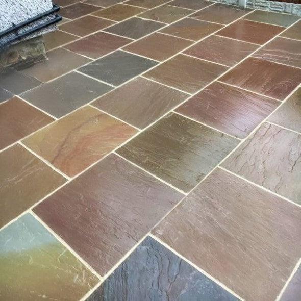 Load image into Gallery viewer, Autumn Gold Indian Sandstone Paving - 600 x 600 x 22mm - Hand Cut &amp; Riven
