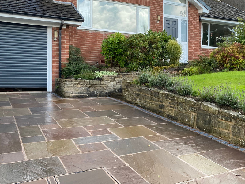 Load image into Gallery viewer, Autumn Brown Indian Sandstone Paving - 900 x 600 x 18mm - Hand Cut &amp; Riven

