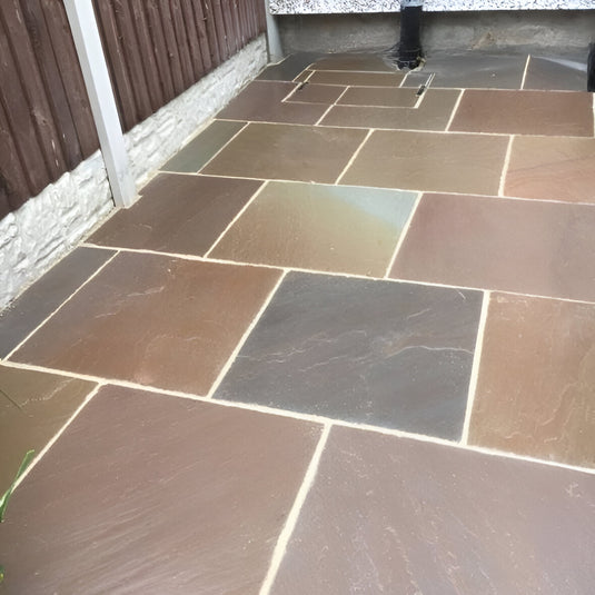 Autumn Gold Indian Sandstone Paving - 600 x 600 x 22mm - Hand Cut & Riven