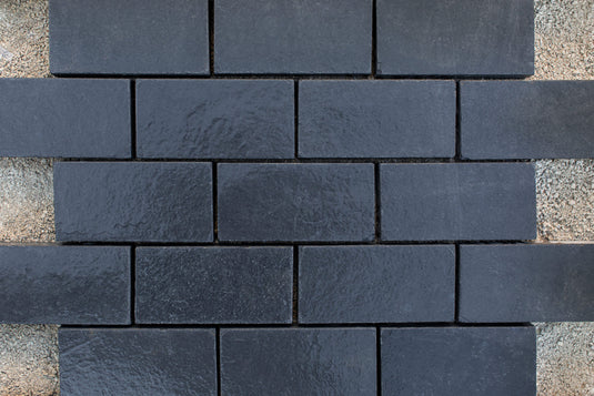 Kota Black Limestone Block Paving - 200 x 100 x 50mm - Sawn & Riven