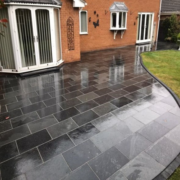 Load image into Gallery viewer, Brazilian - Black Slate Paving - 900 x 600 x 20mm - Sawn &amp; Riven
