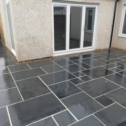 Brazilian - Black Slate Paving - Patio Pack - Mixed Sizes - Sawn & Riven