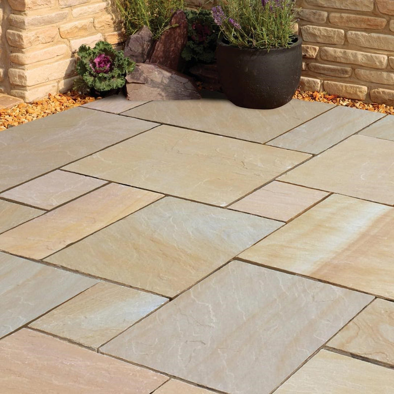 Load image into Gallery viewer, Buff Indian Sandstone Paving - 600 x 600 x 22mm - Hand Cut &amp; Riven
