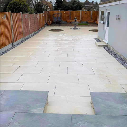 Cream Porcelain Paving Tiles - Castle - 900 x 600 x 20mm