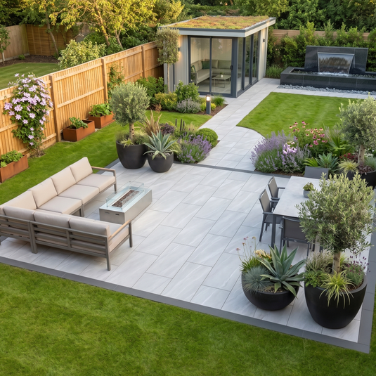 Cross Over - Grey Porcelain Paving Tiles - 900 x 600 x 20mm