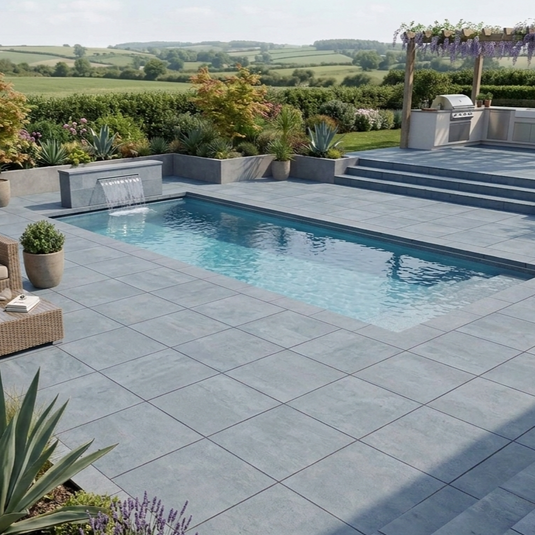 Danish - Grey Porcelain Paving Tiles - 600 x 600 x 20mm - CLEARANCE
