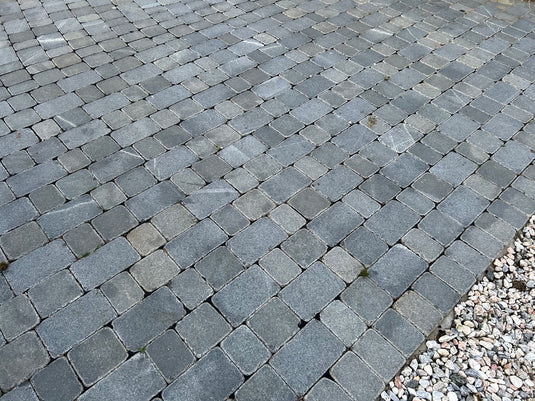 Dark Grey Granite Block Paving - 210 x 140 x 50mm - Sawn, Tumbled & Honed